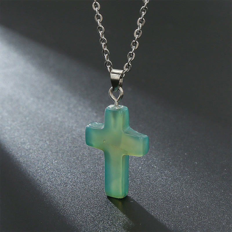 Seraphina Cross Necklace - Green Aventurine