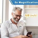 Hands-Free Magnifying Glasses – 5x, Flexible Gooseneck, Neck Cord, 13cm Lens