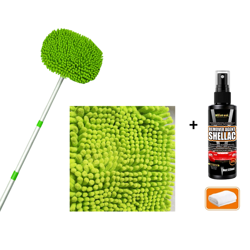 Telescopic Car Wash Brush – 58-115cm Extendable, 180° Swivel Head & Microfiber