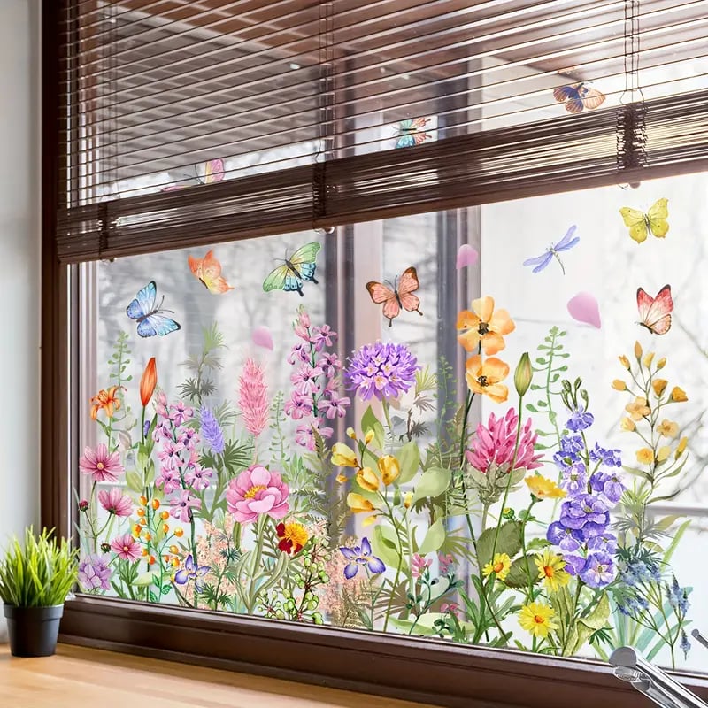 Optimized Product Title: "Blumen- und Schmetterling Fensteraufkleber – Dekorative Wandtattoos für Fenster und Wände" 

This title includes relevant keywords while also providing a clear description of the product's purpose and appeal.