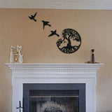 Tree of Life Metal Wall Art – Black Steel, Ø29cm & Bird Family Design