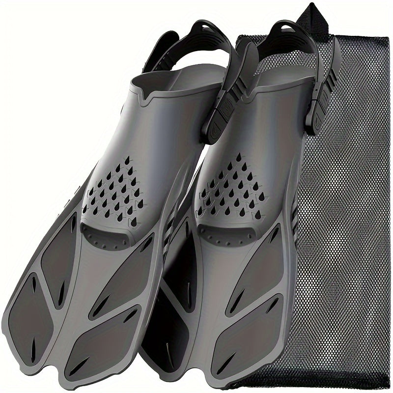 Adjustable Snorkel Fins – Short Blade, Open-Heel, Unisex S/M & L/XL