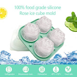 3D Rose Ice Cube Tray – Food-Grade Silicone, 6cm Cubes & 4 Cavities