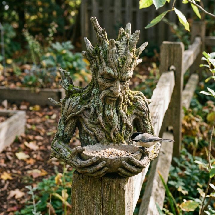 Tree Face Bird Feeder – Weatherproof Resin, Feeding Bowl & Trunk-Mount Sculpture
