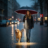 Windproof LED Umbrella – Automatic Open/Close, 105cm & Rechargeable Battery