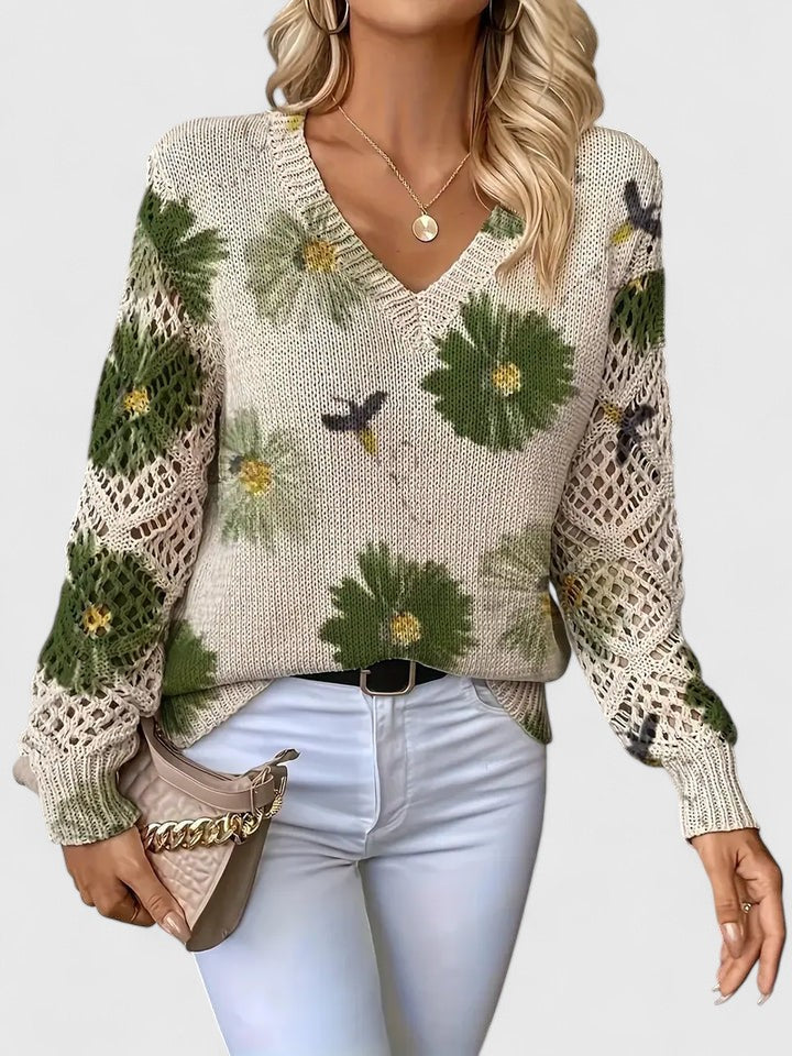 Noelle Floral Knit Sweater - Stylish Strickpullover for Women