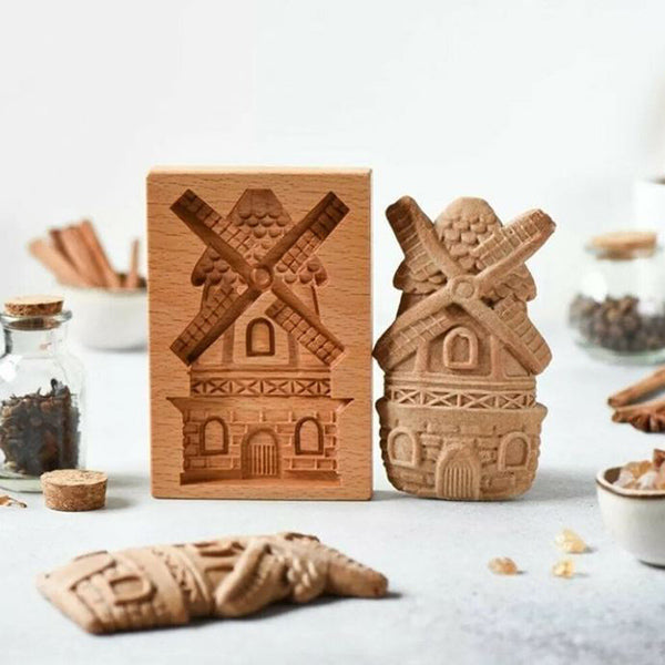 Hand-Carved Wooden Cookie Mold – Non-Stick, 20 Designs & 6–14cm