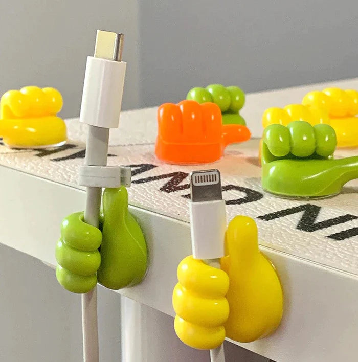 Silicone Thumb Hooks – Self-Adhesive Cable Organizers, 20-Pack, 8 Colors