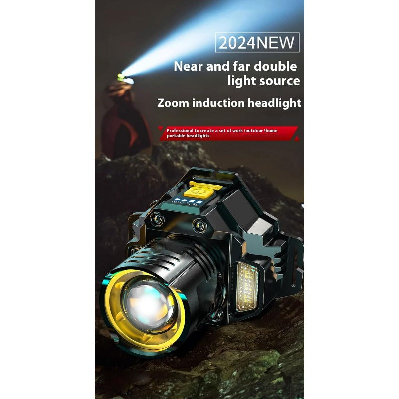 Optimized Product Title: **USB-C Rechargeable LED Headlamp with Zoom Focus – Bright & Adjustable for Outdoor Adventures**