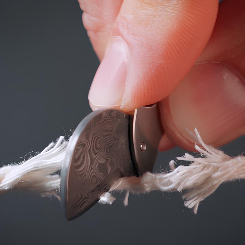 Mini Titanium Bottle Opener – Damascus Steel Blade, Keychain Size & 4.46cm Compact