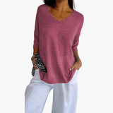 Women's Top – V-Neck, Loose Fit & Summer Casual Style