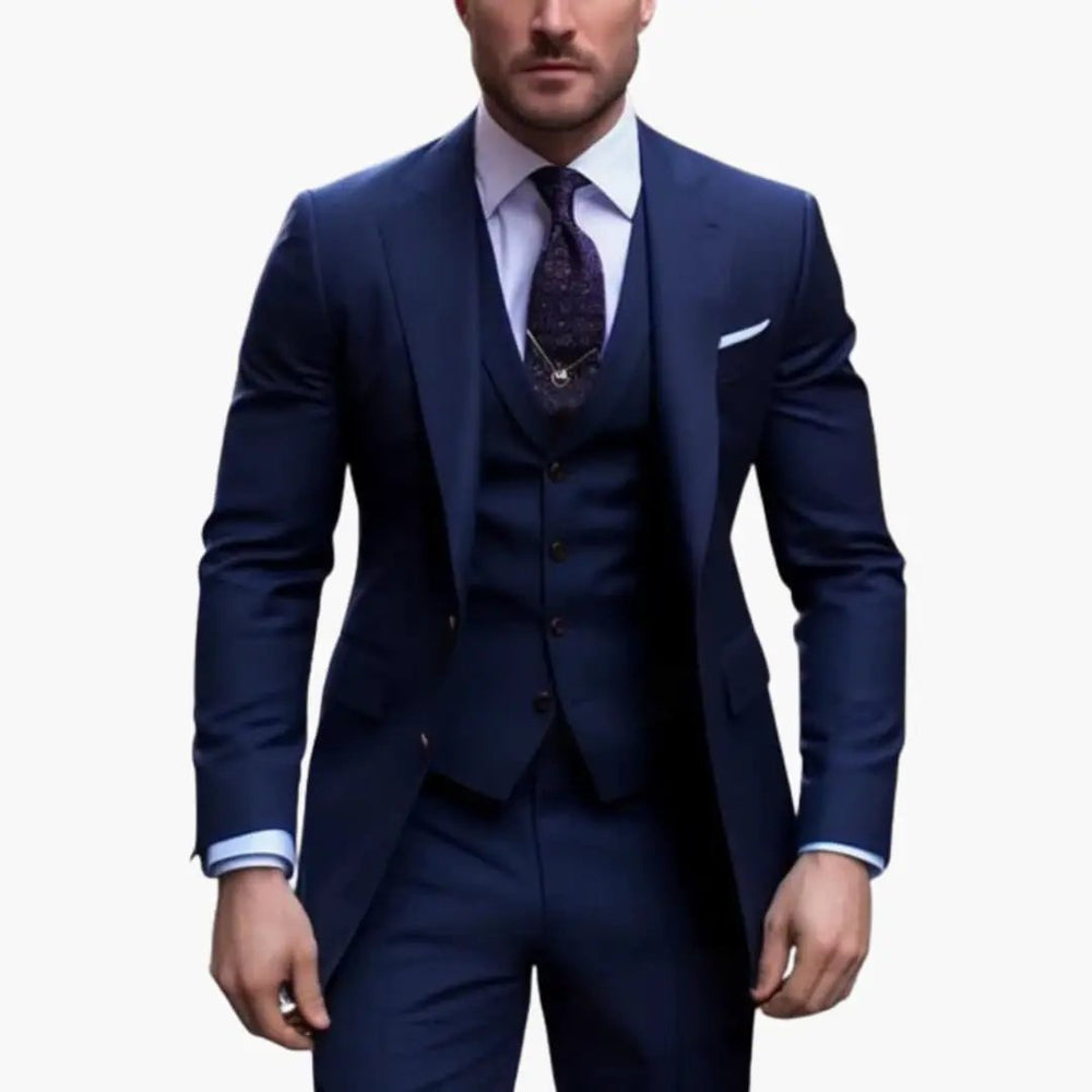 Men's Three-Piece Formal Suit – Blazer, Vest & Straight-Leg Trousers