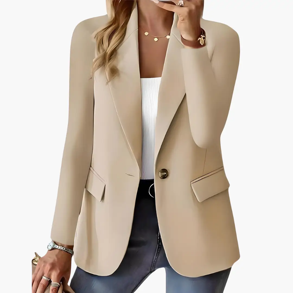 Women's Blazer – Lapels, One-Button Closure & Front Pockets