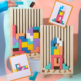 Holz-Tetris-Puzzle für Kinder ab 5 Jahren – Buntes, Kreatives Bauspiel zur Förderung von Motorik und Logik
