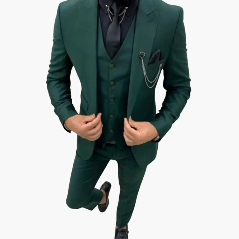 Men's Three-Piece Suit – Notch Lapel, Vest Included & Tailored Fit