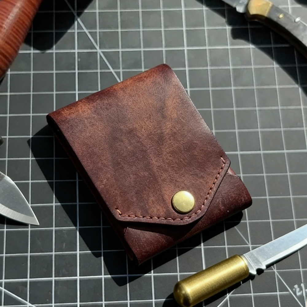 Vintage PU Leather Wallet – 12 Card Slots, Pen Holder & Compact 11×9×2cm