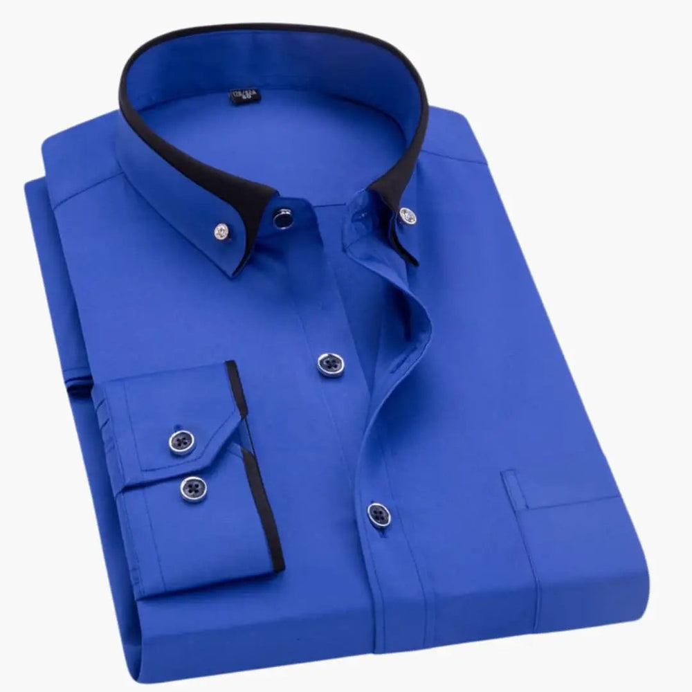 Men's Long Sleeve Shirt – Classic Collar, Adjustable Cuffs & Versatile Fit
