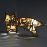 LED Wooden Christmas Star Light – Laser-Cut Nativity or Christmas Town