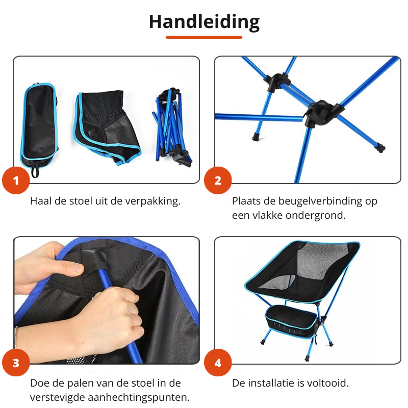 Ultralight Folding Camping Chair – 0.9kg, Aluminum Frame, Mesh, with Carry Bag