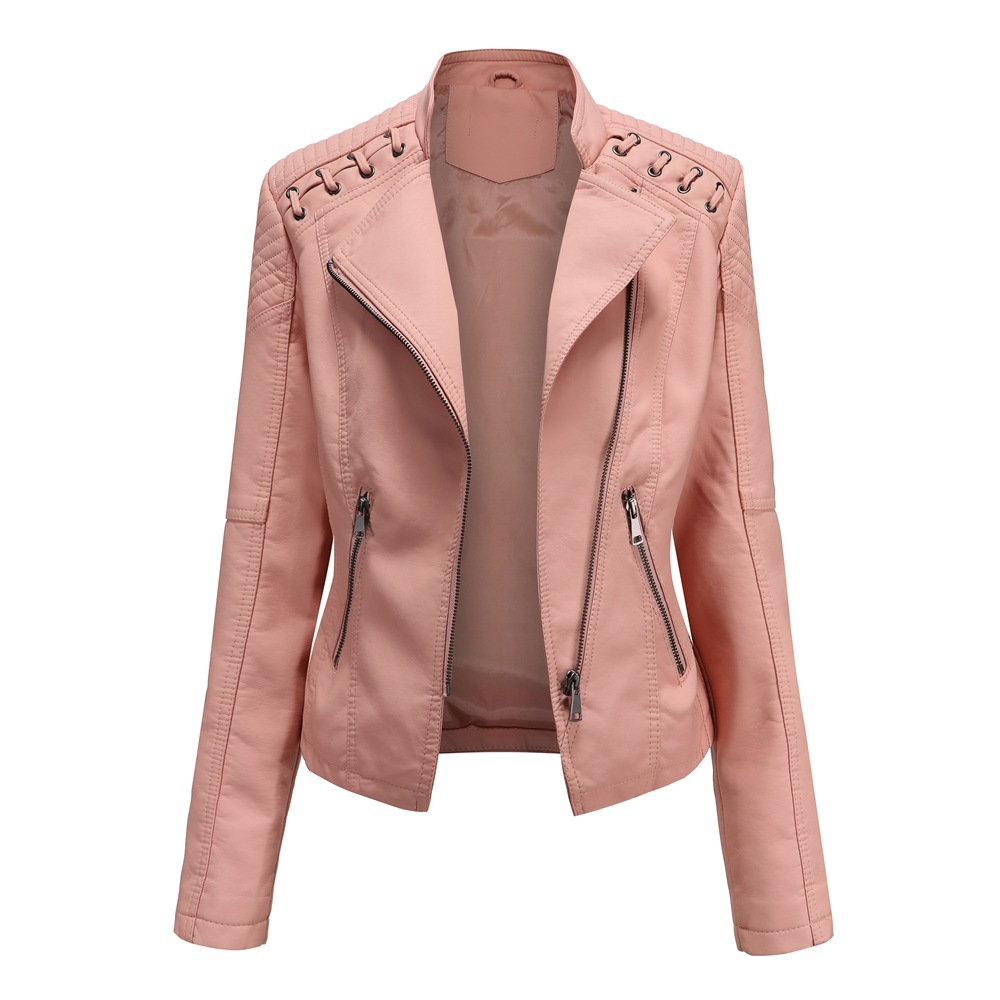 CoraJacket - Leather Jacket for Women - Pink
