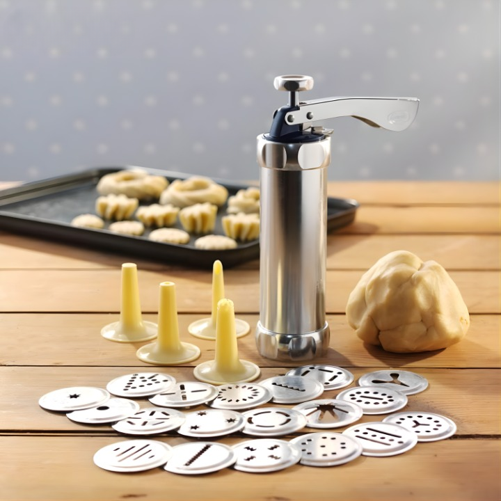 Premium Gebäckpresse Set – Versatile Cookie Press with Multiple Nozzles for Perfectly Shaped Cookies and Pastries