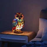 Stained Glass Owl Table Lamp – Handmade, Warm LED & Living Room Decor