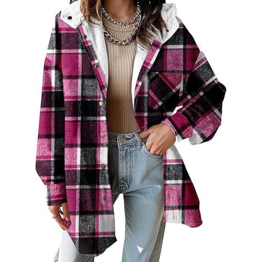 Optimized Product Title: "Tallulah™ - Entspannt geschnittene Karomuster Kapuzenjacke für Damen | Bequeme und stylische Freizeitjacke" 

This title includes relevant keywords for better visibility in Google Shopping while clearly describing the product.