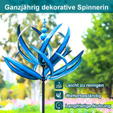 Metal Garden Wind Spinner – Rotating Leaf Design, Ball Bearing & 90 cm Stake