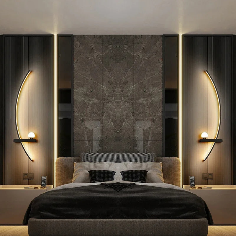 Curved LED Wall Light – 3 Light Modes, Aluminum Body & Built-In Shelf