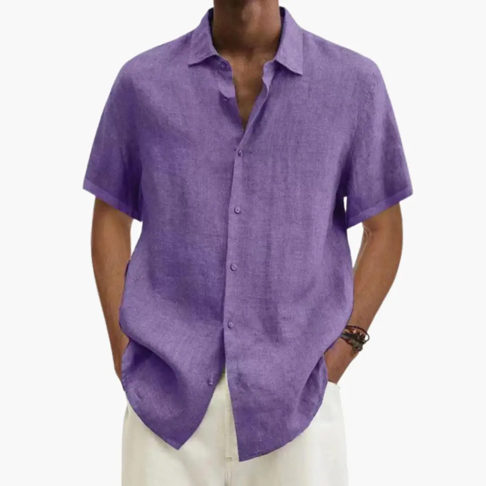 Men's Casual Shirt – Short Sleeve, Button Placket & Summer Style