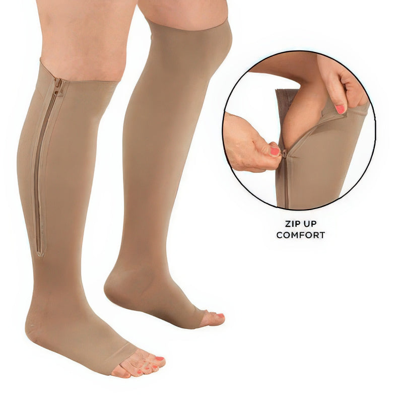Compression Socks – Zipper Closure, 20-30 mmHg Firm Support & Unisex Fit