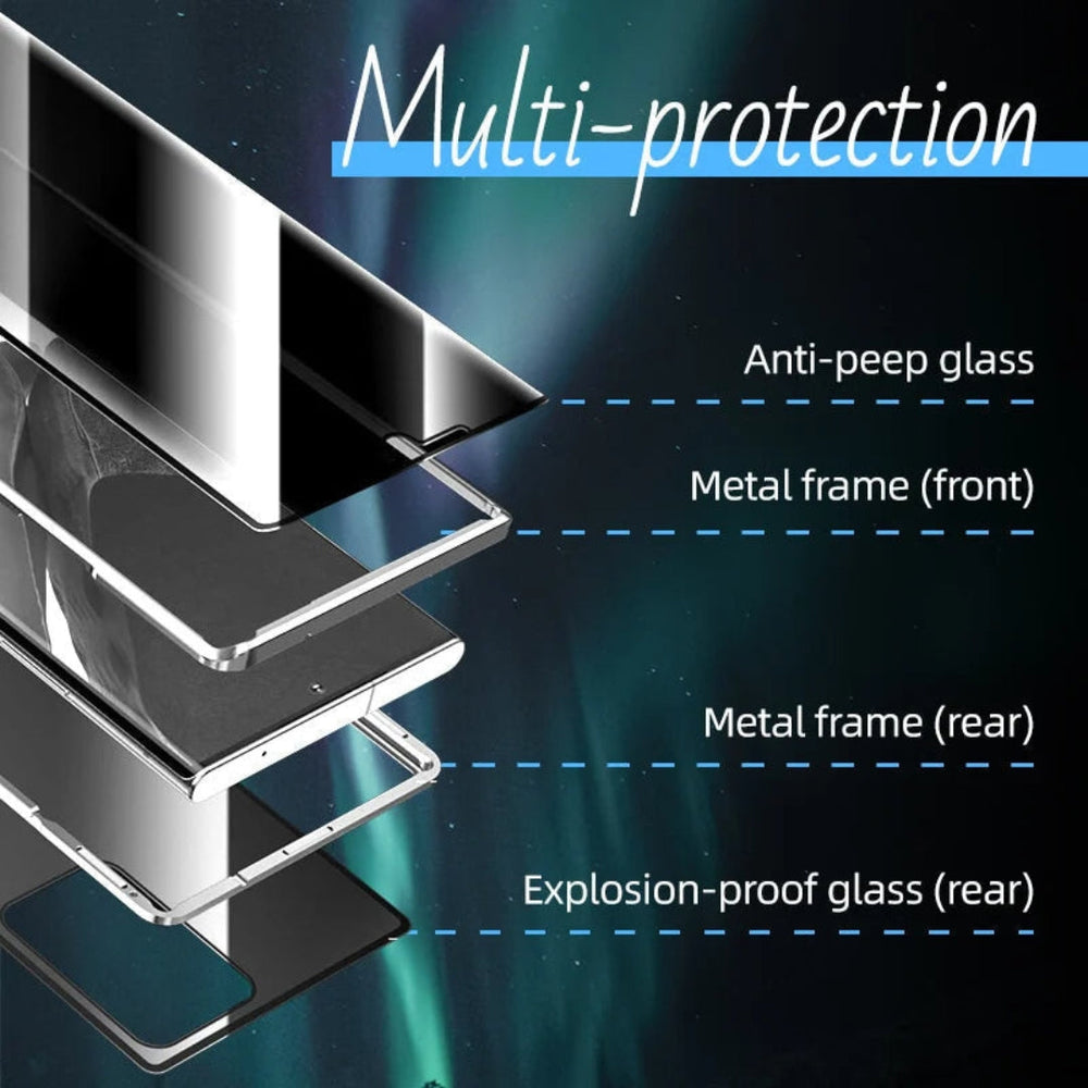 Magnetic Phone Case – Double Tempered Glass, Privacy Filter & Samsung S22-S24 Compatible