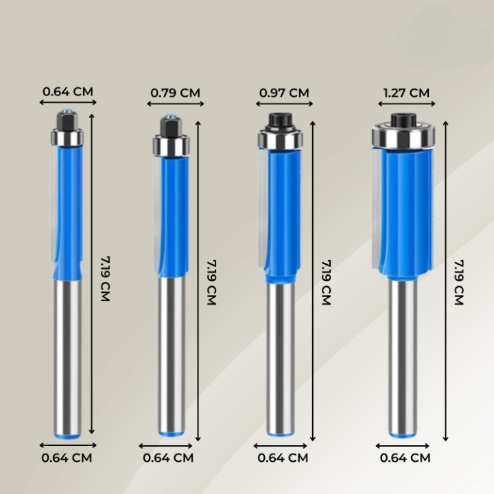 4-Piece Deburring Tool Set – Dual-Bearing, 6.35mm Shank & Metal/Wood/Plastic