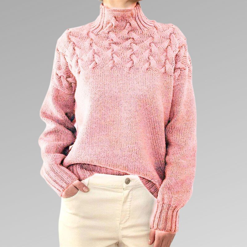 Eva Damenpullover mit Zopfmuster-Detail – Eleganter Strickpullover für Damen, Bequem und Stilvoll
