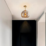 Vintage Bubble Glass Ceiling Light | Retro Amber Glass Pendant