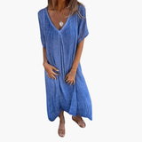 Women's Midi Dress – V-Neck, Summer & Loose Fit