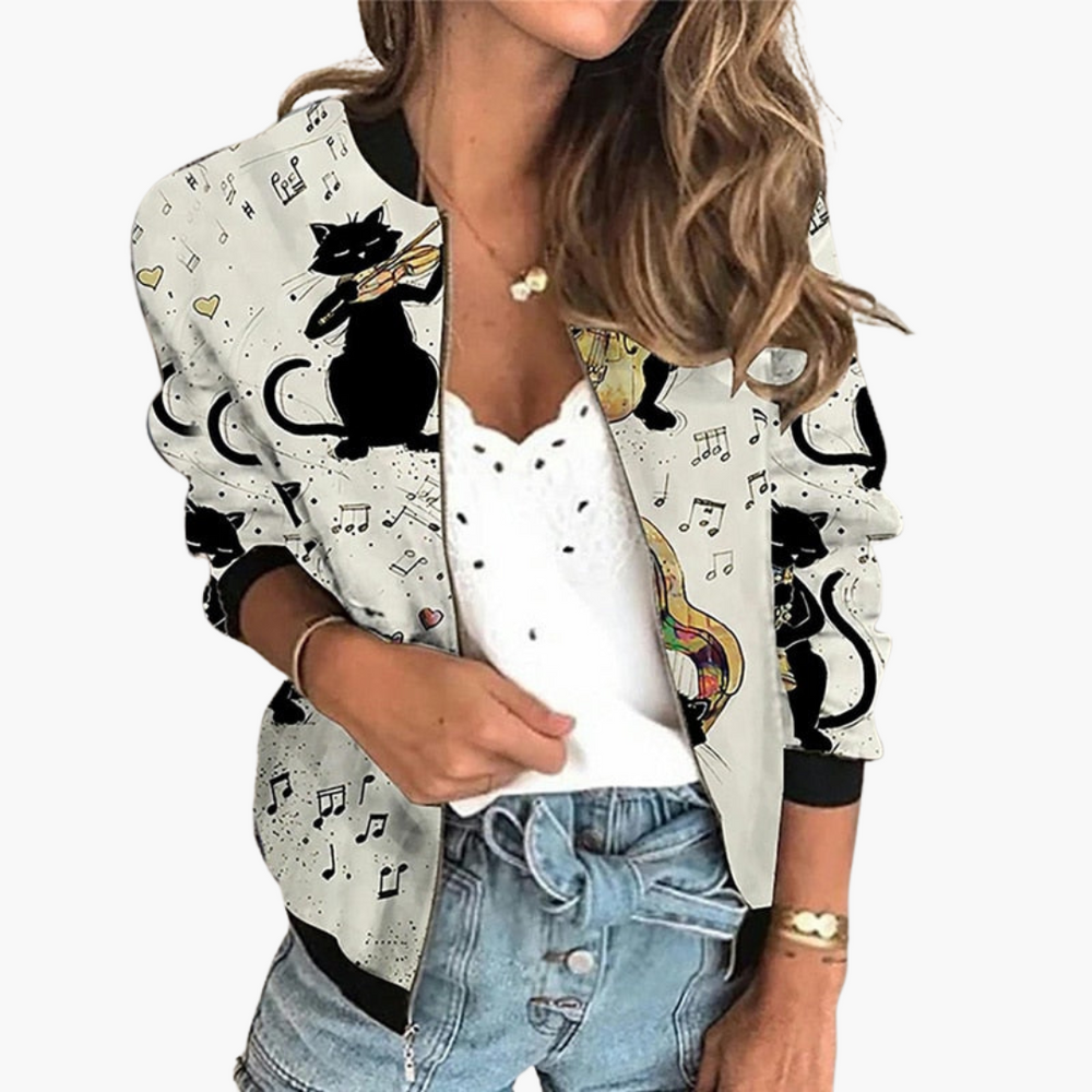 Bomber Jacket – Women's, Lightweight & Floral Pattern