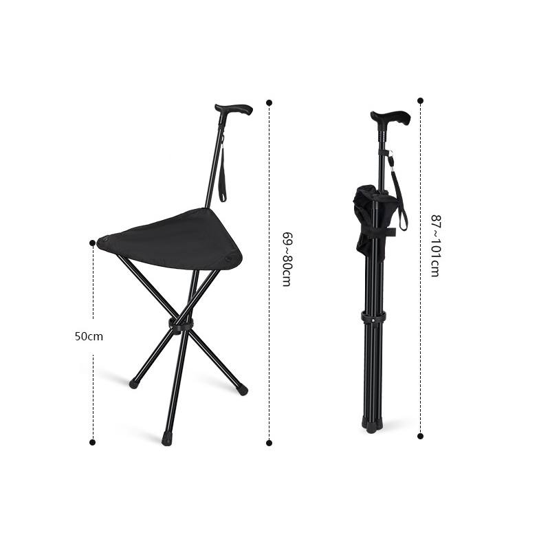 Folding Walking Cane with Seat – Height-Adjustable 80-101 cm & 100 kg Capacity