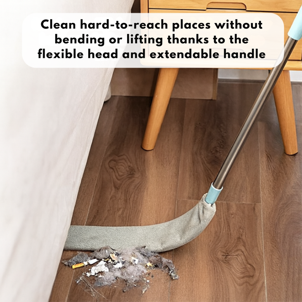 Optimized Product Title:  
"Flexibler Mikrofaser-Staubwedel mit ausziehbarem Stiel – Ideal für schwer erreichbare Stellen unter Möbeln"  

This title includes relevant keywords while enhancing clarity and appeal for potential buyers.