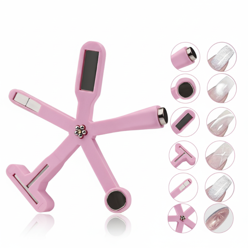 Magnetic Nail Art Tool – Cat-Eye & Galaxy Effects, 8 Patterns & Silicone Body