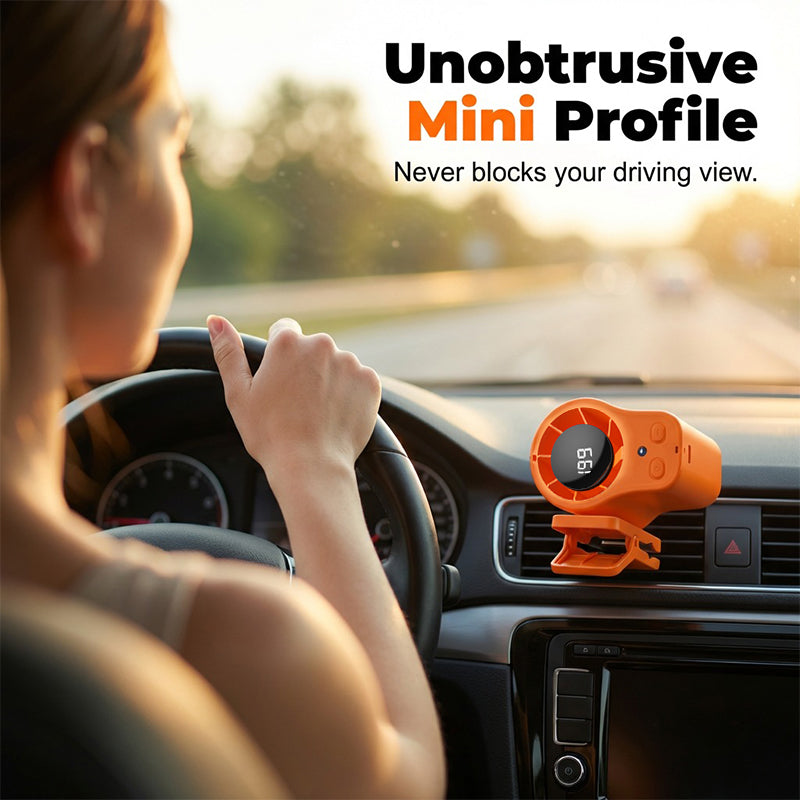 Mini Clip Fan – Rechargeable 4000mAh, 3 Speeds & LED Display for Car & Desk