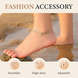 Layered Rhinestone Anklet – Women's, Gold-Plated & Adjustable Clasp