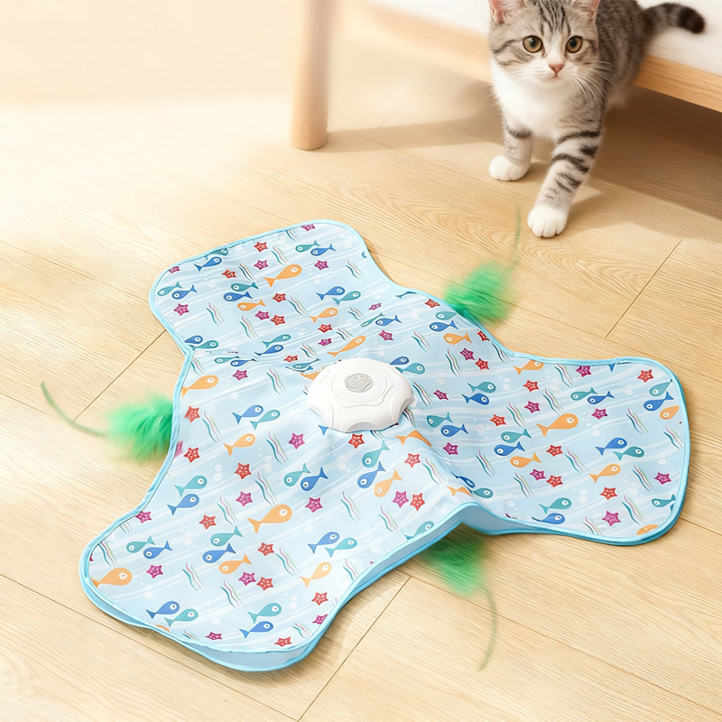 Interactive Cat Play Mat – Hidden Feather, 65 cm & 1200 mAh Rechargeable