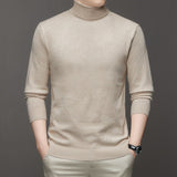 Men's Classic Knit Turtleneck Sweater with Ribbed Neck and Hem