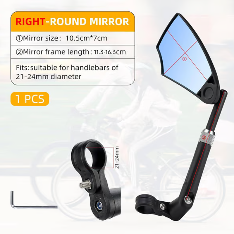 Fahrrad Rückspiegel mit 180° Sichtfeld und 360° Verstellung