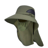 Unisex Wide-Brim Sun Hat – Detachable Neck Flap, Face Mask & Breathable Mesh