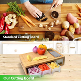 Bamboo Cutting Board Set – 4 Graters, Slide-Out Trays & 40×26cm