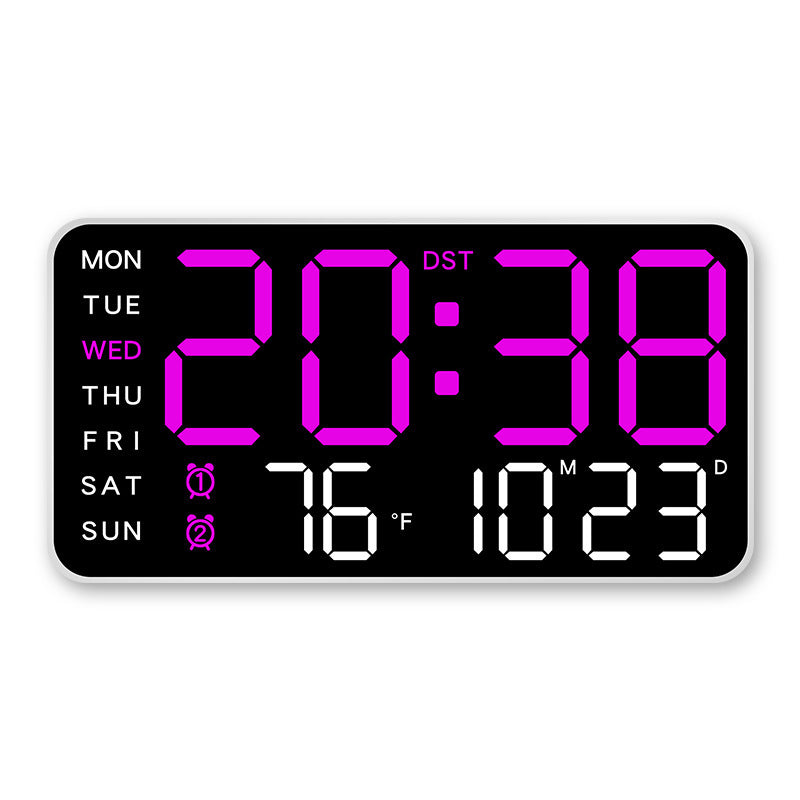 Digital LED Wall Clock – 21.5cm Display, Silent Operation & Time/Date/Temperature