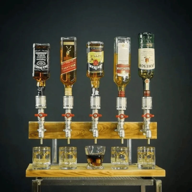 Wood Beverage Dispenser – 5L, Metal Tap & Bar Serving
