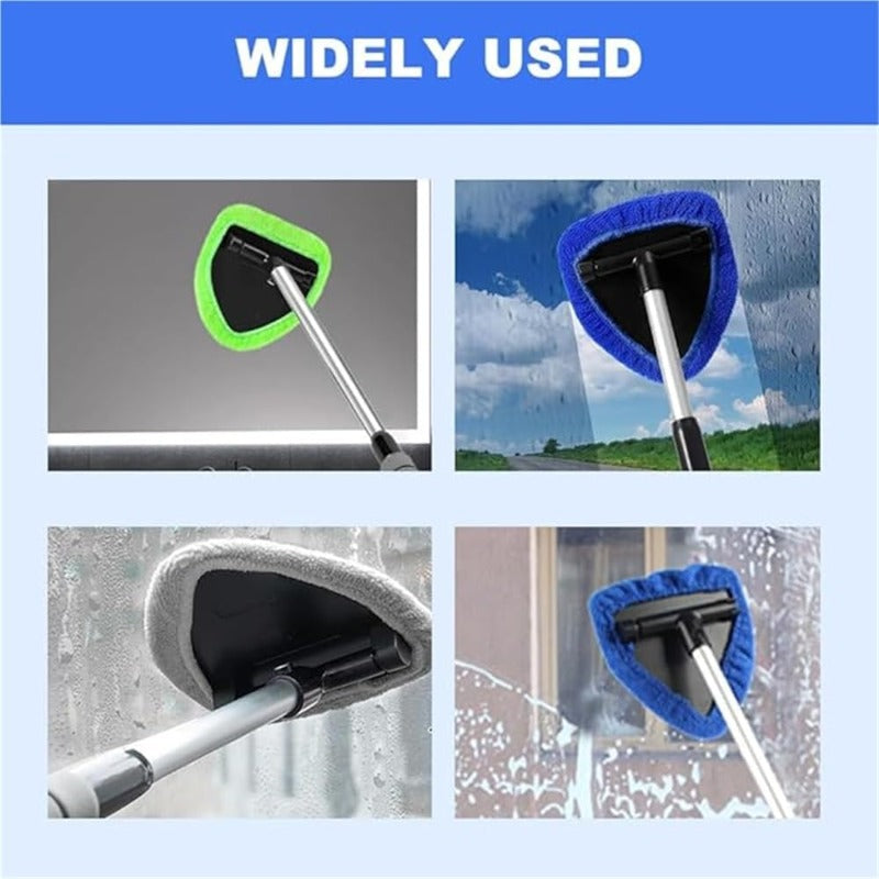Rotating Window Cleaner – 360° Microfiber Head, Triangular Shape & Telescopic Handle